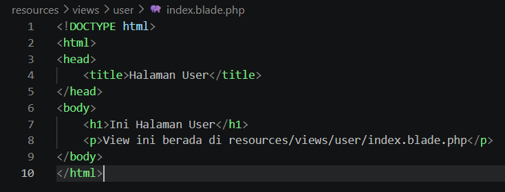 Pembuatan file view index.blade.php